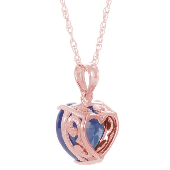 14K GOLD NECKLACE WITH 10mm HEART SAPPHIRE